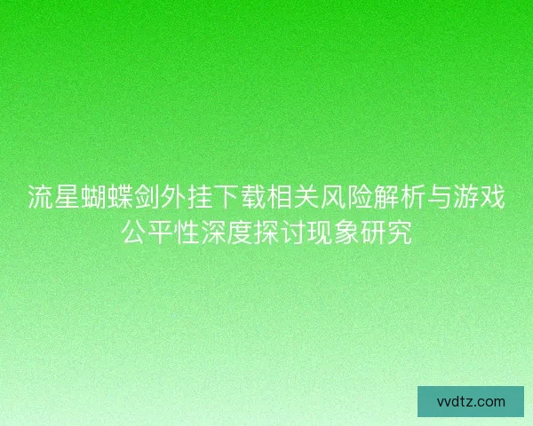 流星蝴蝶剑外挂下载相关风险解析与游戏公平性深度探讨现象研究