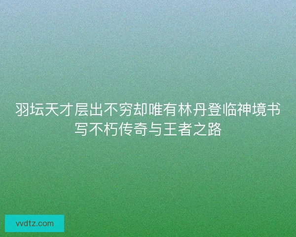 羽坛天才层出不穷却唯有林丹登临神境书写不朽传奇与王者之路 羽坛天才层出不穷却唯有林丹登临神境书写不朽传奇与王者之路